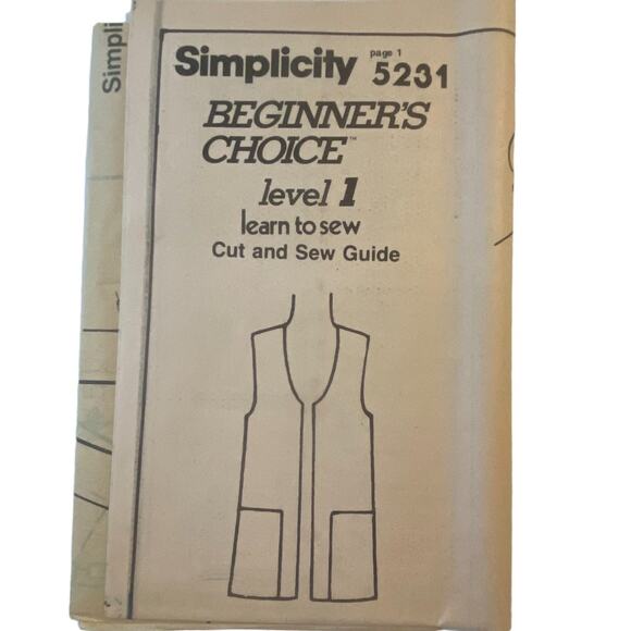 Simplicity 5231 Pattern Vest Men 38-40 Uncut Vintage Phoebe Cates Boho Unlined - Picture 5 of 7